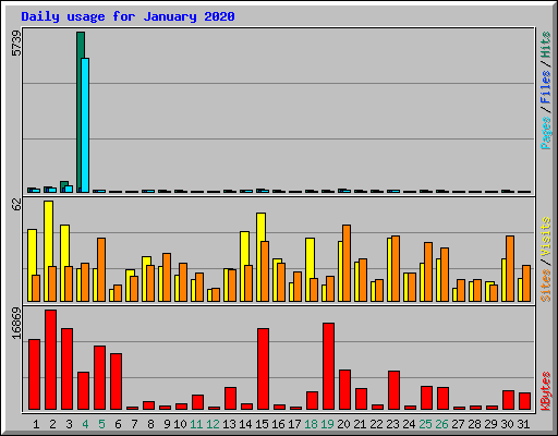 Daily usage for January 2020