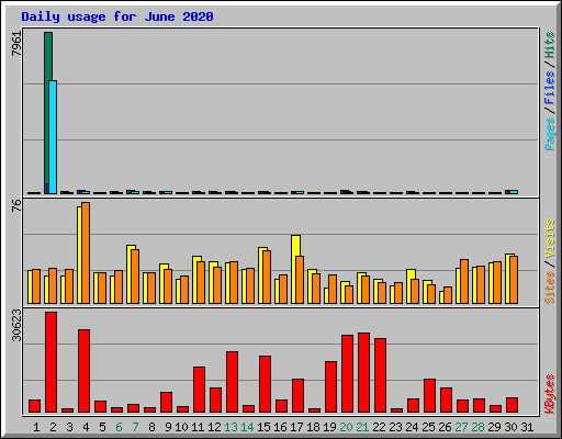 Daily usage for June 2020