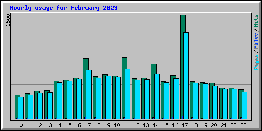 Hourly usage for February 2023